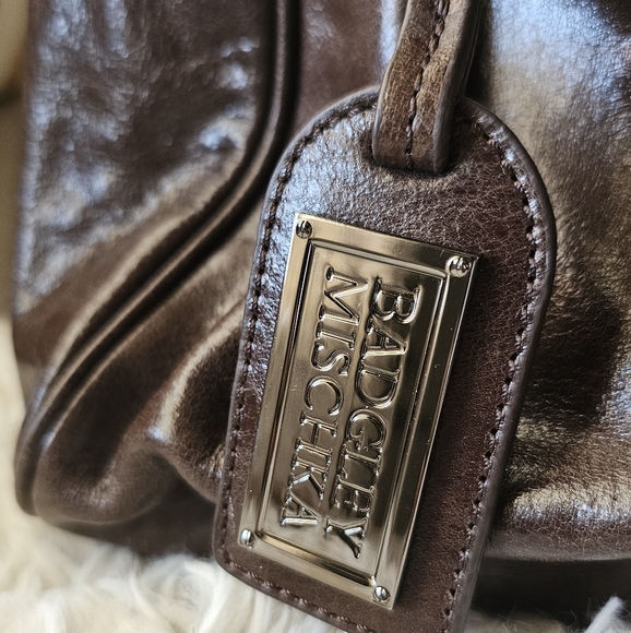 Badgley Mischka Brown Leather Handbag - Picture 2 of 11